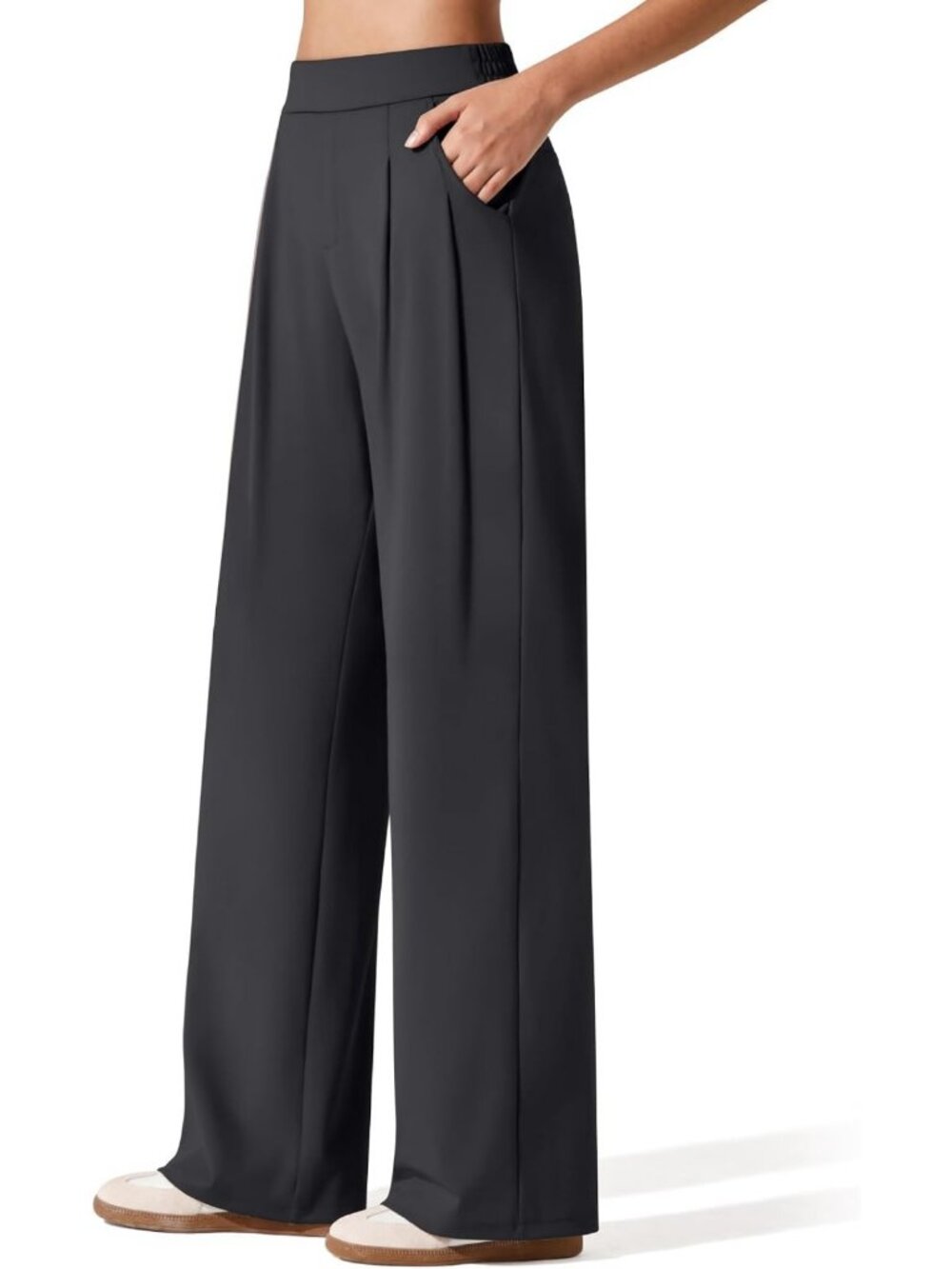 Wide Leg Yoga Dress Pants for Women - High Waist, Pockets, Comfortable Fit